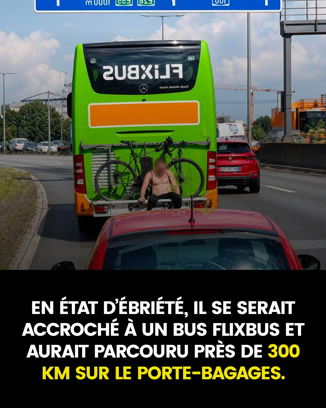 Ivre, il a parcouru 300 km accroché au porte-bagages d’un bus