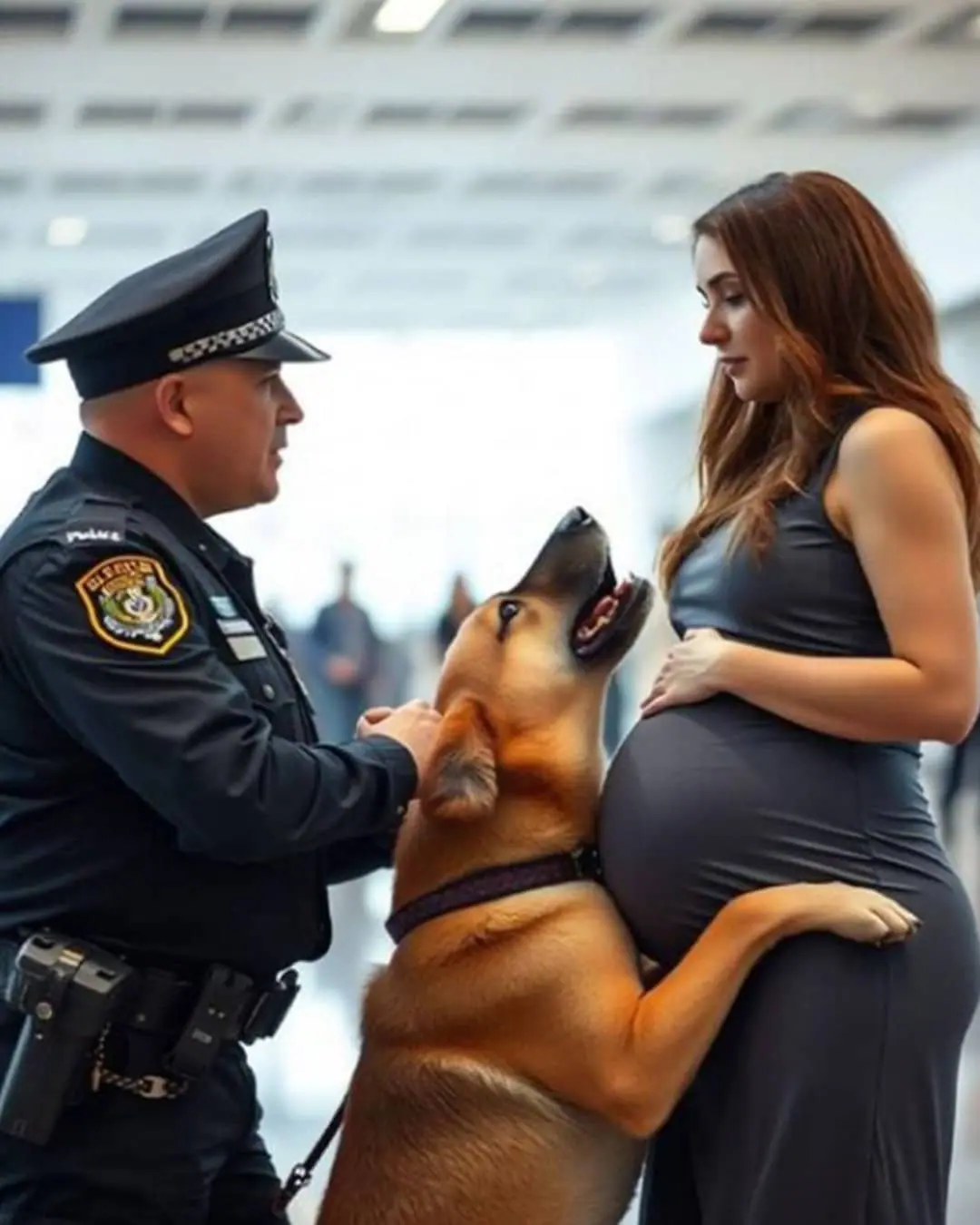 Un berger allemand pris de fureur devant une future maman : mystère canin à l’aéroport