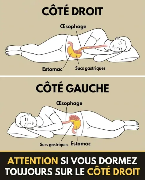 Quels risques vous écourez lorsque vous dormez sur le côté droit ?