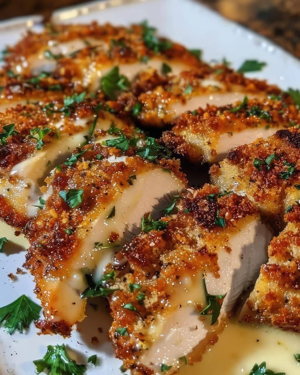 Poulet en croûte d’ail et de parmesan
