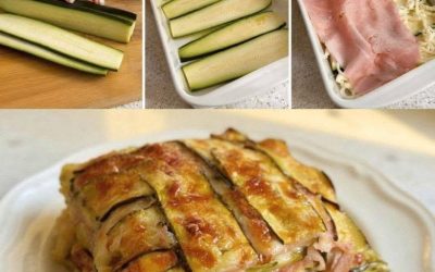Lasaña de calabacin au jambon et mozzarella