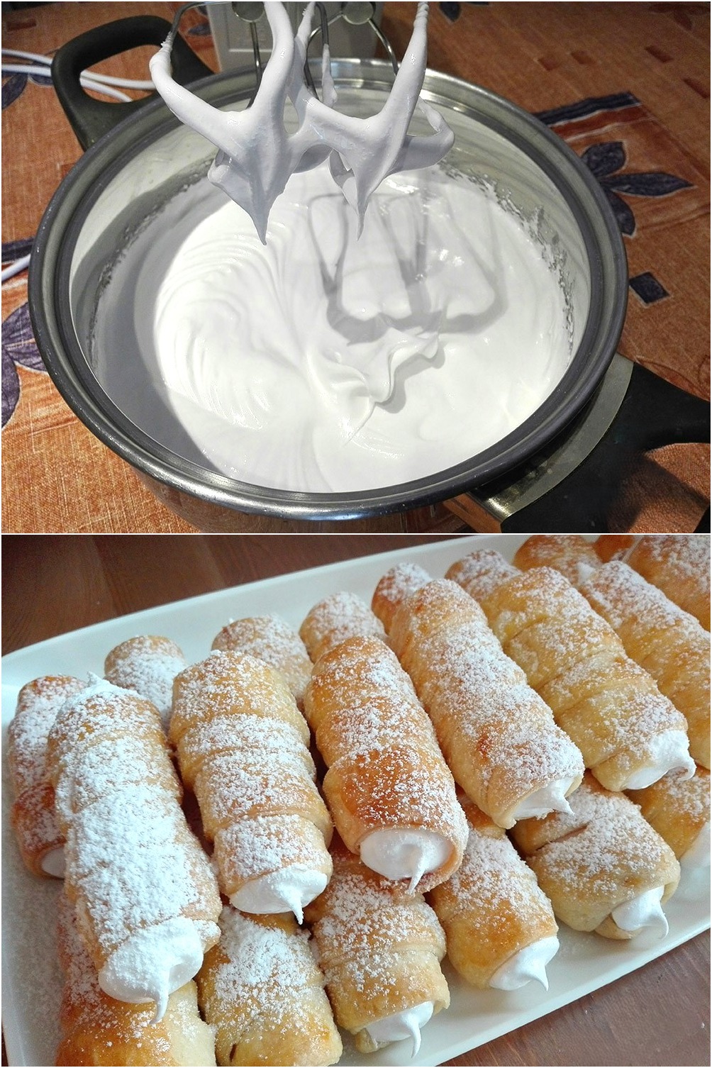 Des cornets à la crème maison fourrés à la meringue italienne, un vrai délice !