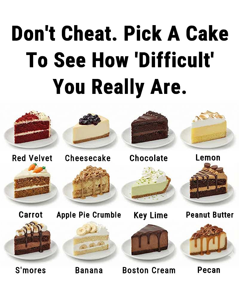 Parfois, les choix les plus anodins révèlent des aspects surprenants de notre personnalité. Les desserts que nous aimons tant peuvent refléter notre humeur, nos préférences, et même notre façon d’interagir avec le monde qui nous entoure .  Prenez un instant pour observer les gâteaux sur l’ image. Ne réfléchissez pas trop : choisissez simplement celui qui vous attire le plus. Votre choix pourrait révéler des aspects intéressants de votre personnalité et de la façon dont les autres vous perçoivent .  Voyons voir ce que votre gâteau préféré révèle de votre personnalité.  Red Velvet – La personnalité passionnée Si vous avez choisi un gâteau red velvet , vous aimez probablement vous démarquer . Vous avez une personnalité affirmée et une forte présence émotionnelle . Votre assurance et votre enthousiasme sont souvent remarqués , et vous rayonnez partout où vous allez . Vous tenez beaucoup à vos proches et êtes reconnu ( e ) pour votre loyauté .  Cheesecake – Le penseur équilibré Choisir un cheesecake reflète souvent une personnalité équilibrée et réfléchie . Vous appréciez la stabilité, le confort et les conversations profondes . Vous avez tendance à bien peser le pour et le contre avant de prendre des décisions, et on vous fait généralement confiance .  Chocolat – L’ âme classique