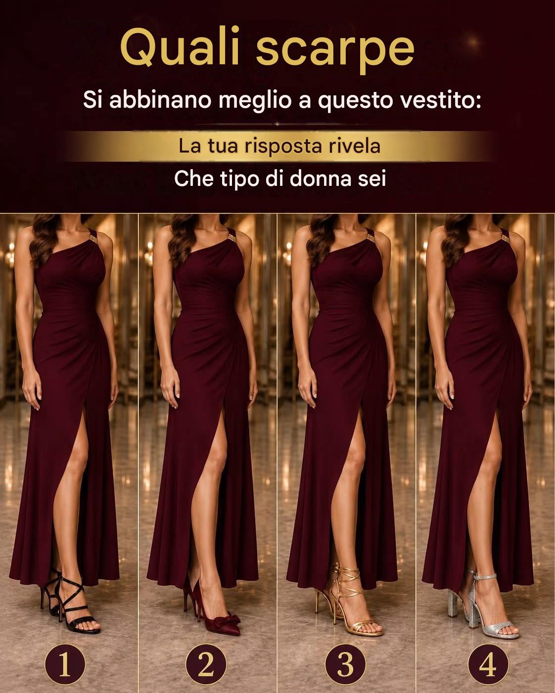 Quelles chaussures vont le mieux avec cette robe ? Votre réponse révèle quel genre de femme vous êtes.