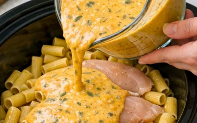 Rigatoni crémeux au poulet et à la courge butternut cuits à la mijoteuse