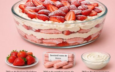 🍓 Tiramisu aux fraises et biscuits à la cuillère roses : un dessert frais et raffiné