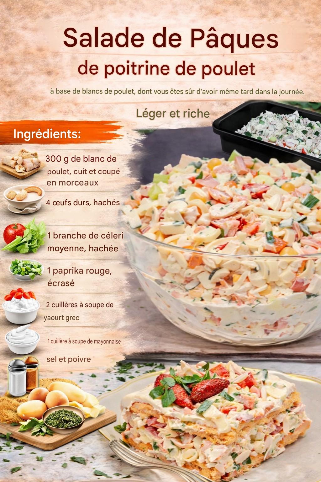 Salade de blanc de poulet que vous pouvez déguster tard le soir sans vous alourdir l’estomac ni prendre de poids