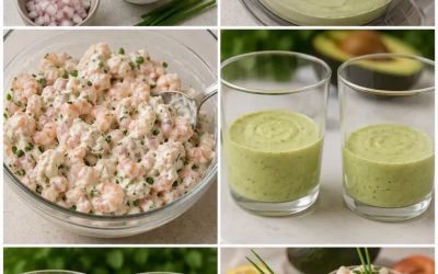 Verrines avocat-crevettes à la sauce citronnée (ou guacamole)