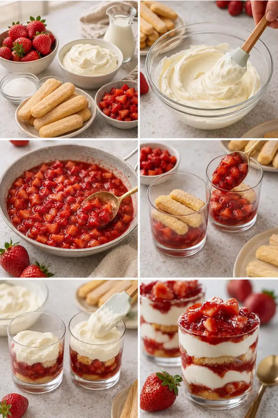 Tiramisu aux fraises facile (sans stress, crème légère au mascarpone)