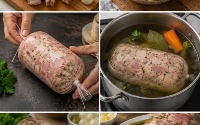 Jambonneau froid persillé, gelée légère au persil et bouquet garni